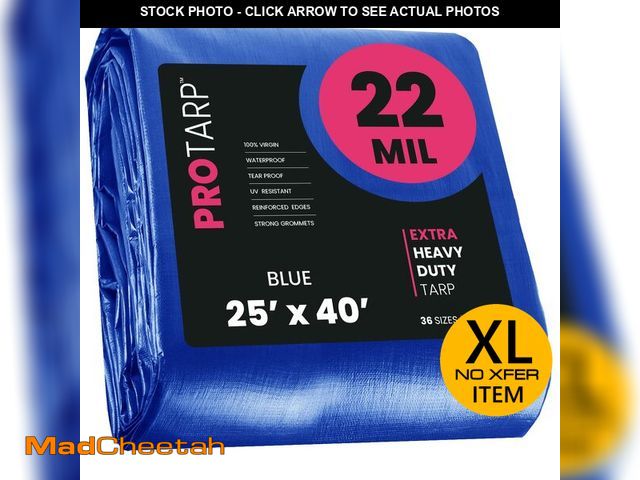 Lot 74-12569784 - PROTARP Extreme Heavy Duty 22 Mil Tarp Cover, Waterproof, UV Resistant, Rip and Tear Proof, Poly Tar...