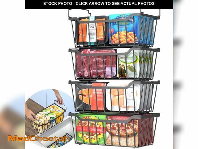 Lot 74-12603284 - Goovilla Freezer Organizer Bins with Foldable Handle, 4 Pack Stackable Freezer Baskets for 3.5-7 Cu....