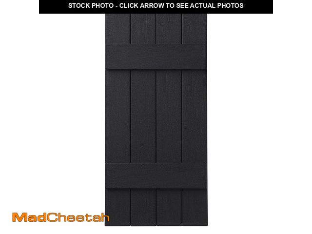 Lot 74-12869824 - Ply Gem 15 in. x 39 in. Polypropylene 4-Board Closed Board and Batten Shutters Pair in Black - UNUSE...