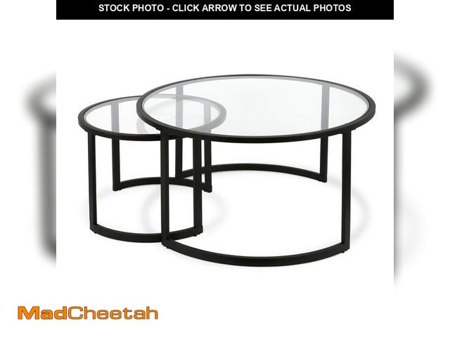 Lot 74-12746650 - Meyer&amp;Cross Mitera 36 in. 2-Piece Blackened Bronze Round Glass Top Coffee Table Set with Nesting...