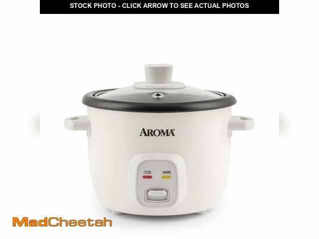 Lot 74-12698288 - Aroma Housewares 4-Cups (Cooked) / 1Qt. Rice &amp; Grain Cooker (ARC-302NG), White - UNUSED