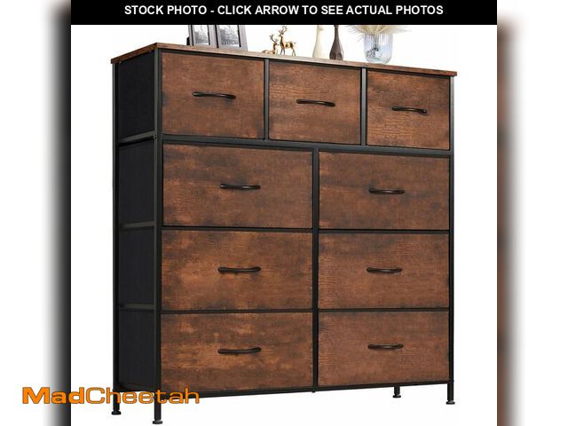 Lot 74-13382574 - Sweetcrispy Dresser for Bedroom with 9 Storage Drawers, Large Fabric Storage Tower Organizer, Chest ...