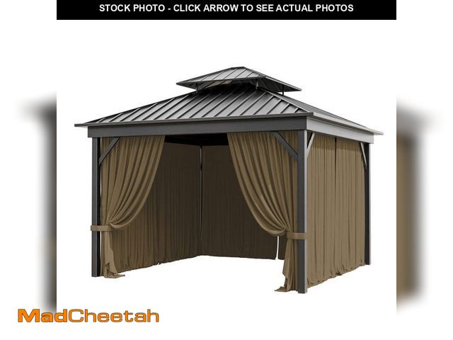 Lot 74-14115406 - Kimunuk 10 ft. x 10 ft. Universal Outdoor Privacy Curtains, Gazebo Replacement with Zipper Khaki (4-...