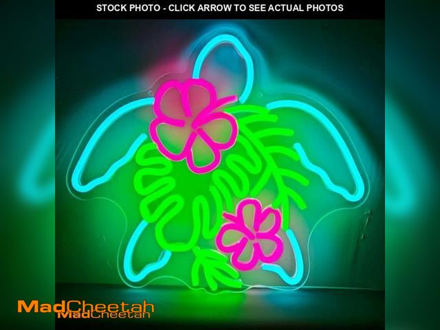 Lot 74-11977982 - Flybaby Tropical Turtle Neon Sign Wall Art Decor, USB-Powered Tropical Room Decor, Bathroom, Beach, ...