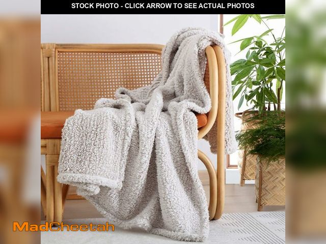 Lot 74-13584268 - Ultra Soft Fleece Sherpa Blanket King Size, Lightweight Cozy Pattern Reversible Bed Blanket for All ...