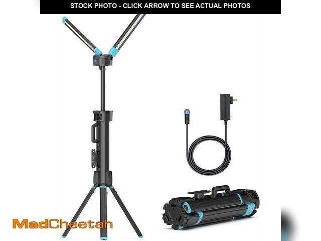 Lot 74-13697618 - 10000 Lumen Work Light with Stand, GoGonova 87'' Rechargeable Dual Power Source Led Work Light with ...