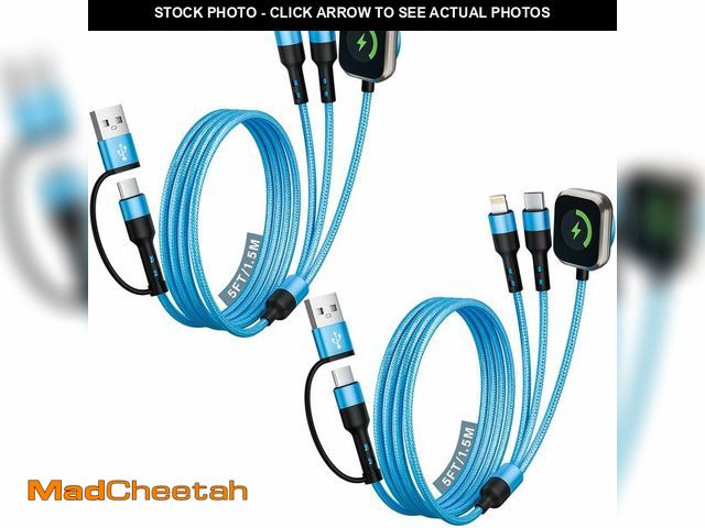 Lot 74-14263084 - [2Pack,5FT] Travel Essentials, 3 in 2 USB A/C Cable to iPhone 17 Charger/iWatch Charger/IP, Braided ...
