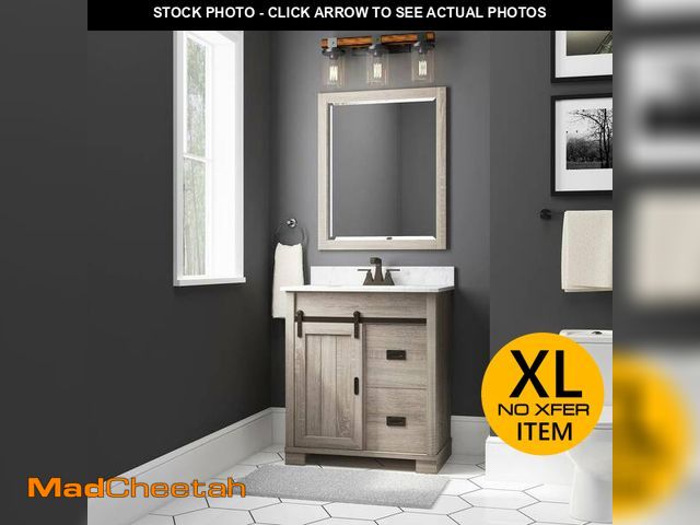 Lot 74-13791853 - Brindley 30in Weathered Grey Single Sink Barn Door Bath Vanity - UNUSED