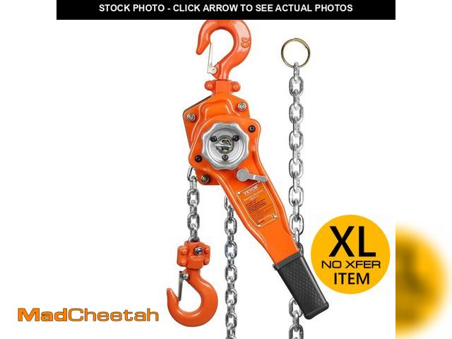 Lot 74-12570383 - VEVOR Manual Lever Chain Hoist, 3/4 Ton 1650 lbs Capacity 10 FT Come Along, G80 Galvanized Carbon St...