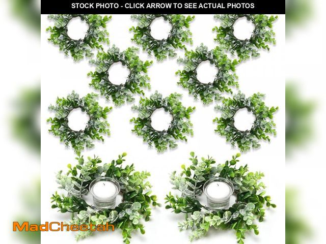 Lot 74-12302840 - 8 Pieces Spring Summer Artificial Flowered Wreath Mini Floral Wedding Candle Rings Wreaths for Weddi...