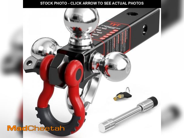 Lot 74-12314442 - TYT Tri Ball Hitch Trailer Mount With Locks, Tow Hook &amp; Clevis Shackle, Fits 2 Inch Receiver Wit...
