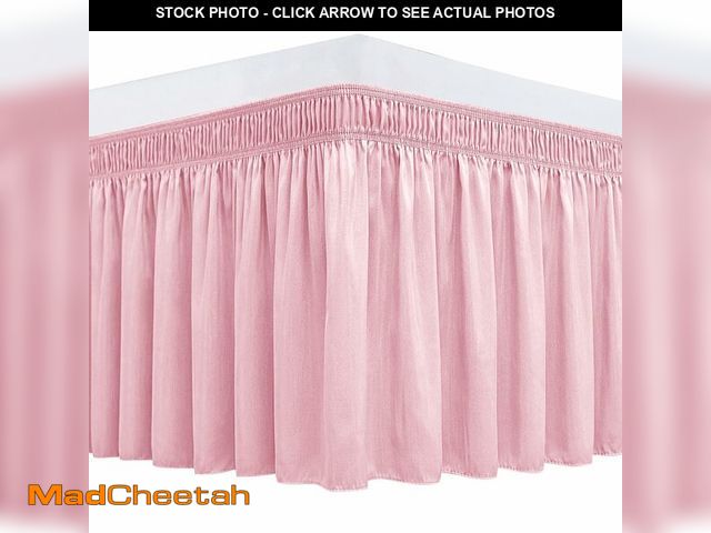 Lot 74-14206766 - Biscaynebay Wrap Around Bed Skirts for King &amp; Cal King Beds 15" Drop, Pink Adjustable Elastic Du...