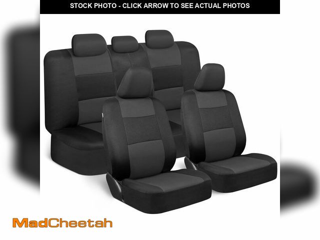 Lot 74-13958318 - BDK PolyPro Car Seat Covers Full Set in Charcoal on Black Ã¢â¬â Front and Rear Split Bench for Ca...