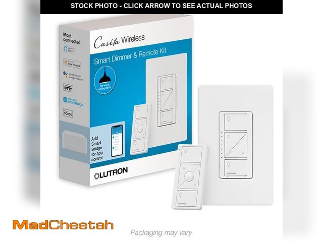 Lot 74-14306096 - Caseta Smart Dimmer Switch and Remote Kit for Wall and Ceiling Lights, 150-Watt LED Bulbs (P-PKG1W-W...