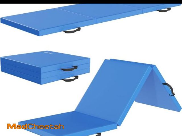 Lot 74-12136952 - Folding Exercise Gymnastics Mat, 2'x6'x2" Gym Workout Mat with Carrying Handles 3-Fold High-Density ...