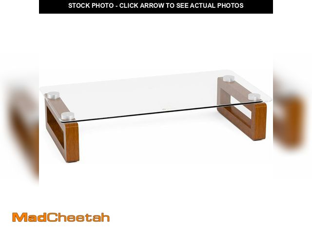 Lot 74-13584328 - YEOUX Multi-Purpose Desktop Stand, Clear Floating Computer Monitor Riser with Natural Wood Base, Des...