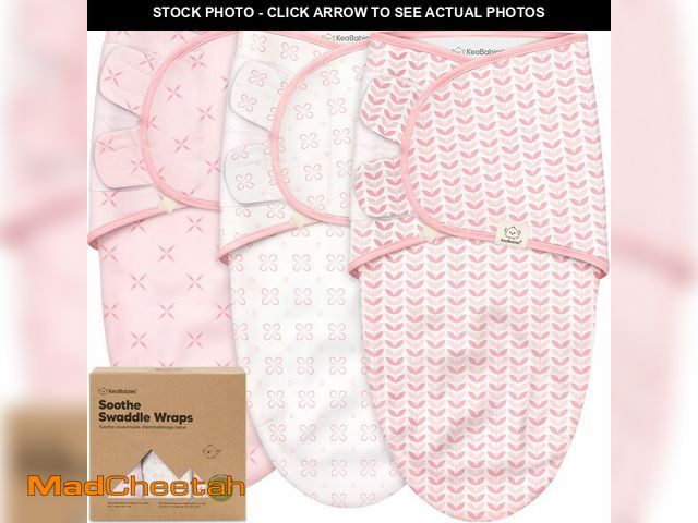 Lot 74-14298682 - KeaBabies 3-Pack Organic Baby Swaddles for Newborns, Infant (Blossom, 0-3M) - UNUSED