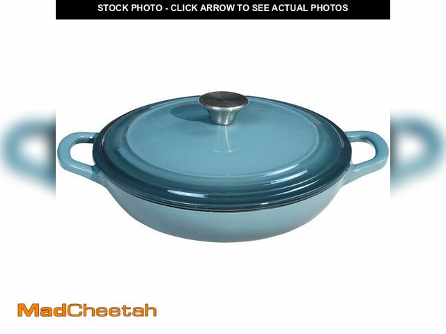 Lot 74-13624790 - Flavehc Braiser Enameled Cast Iron Braiser 2.25 qt Braiser Pan with Lid Slateblue Shallow Cast Iron ...