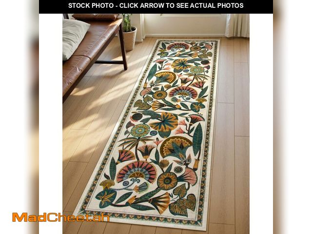 Lot 74-13956420 - Zealude Egypt Floral Washable Bathroom Runner Rug for Kitchen Floor,2x8 Boho Rug Runners for Hallway...