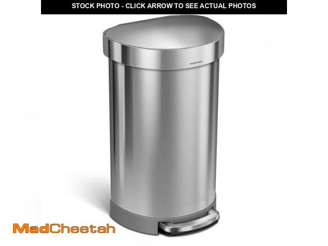Lot 74-12492948 - simplehuman 45L Semi-Round Liner Rim Step Kitchen Trash Can, Brushed Stainless Steel - UNUSED