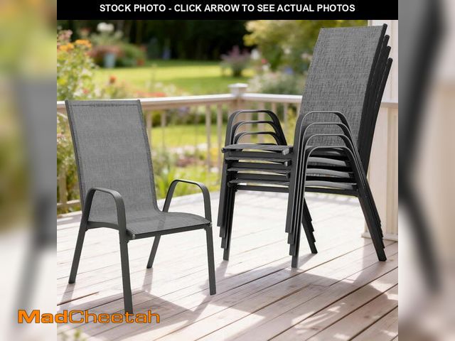 Lot 74-14608401 - FUNDAZE Outdoor Dining Chairs Set of 4, Patio Dining Chair Stackable Armrest Patio Chairs Space Savi...