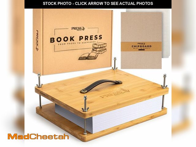 Lot 74-14271409 - Pressandco Book Press Ã¢â¬â 14.6" x 11.6" Wooden Bookbinding Press with Leather Handle for Bindin...