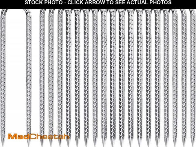 Lot 74-12508744 - Rebar-Stakes-12-Inch-Galvanized, U Hook Trampoline Stakes 50 Pack Ground Anchors Tent Stakes Heavy D...