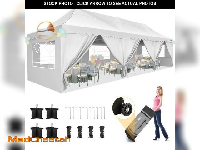 Lot 74-12243925 - HOTEEL 10x30 Pop Up Canopy with 8 Sidewalls, UV 50+ and Waterproof Party Tent 10Ãâ30, Thickened F...