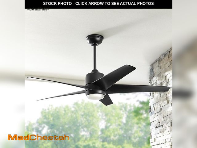 Lot 74-13226037 - Hampton Bay Mena 54 in. White Color Changing Integrated LED Indoor/Outdoor Matte Black Ceiling Fan w...