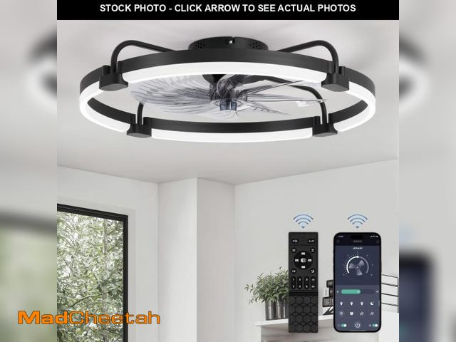 Lot 74-12180460 - LEDIARY Ceiling Fans with Lights and Remote, 24'' Low Profile Ceiling Fan with Light, 3000-6000K Dim...