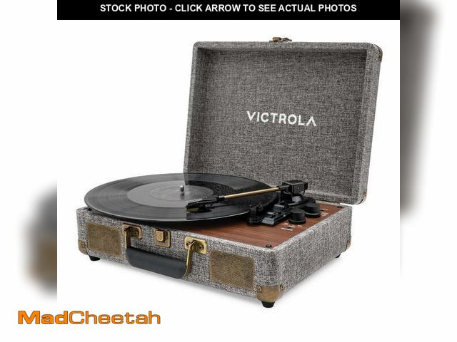 Lot 74-12858534 - Victrola Venture Bluetooth Portable Mid-Century Modern Suitcase Record Player with 3-Speed Turntable...