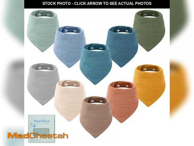 Lot 74-11986498 - Yoofoss Muslin Baby Bibs 10 Pack 100% Organic Cotton 6-Layer Soft Absorbent Drool Bandana Baby Bibs ...