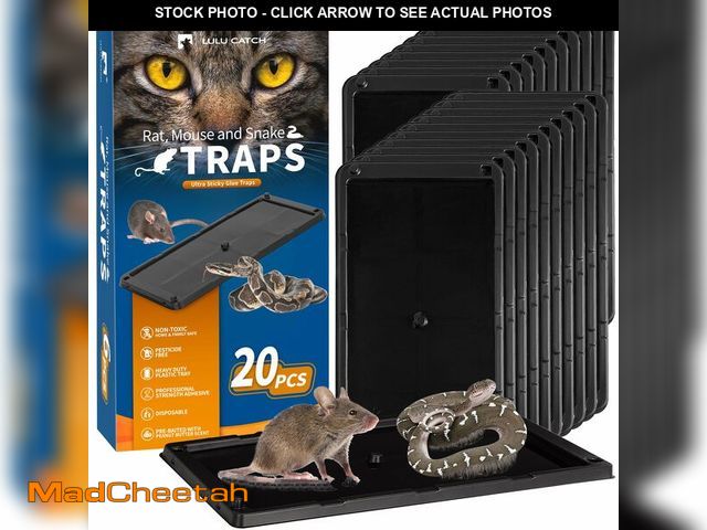 Lot 74-12605059 - LULUCATCH Sticky Mouse Trap, 20 Pack Large Glue Traps, Pre-Baited Heavy Duty Non-Toxic Bulk Glue Boa...