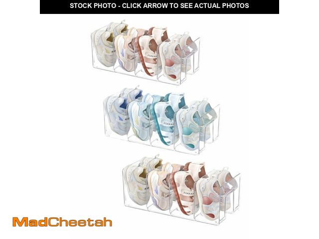 Lot 74-12704241 - NUOLUTH Clear Acrylic Kids Shoe Rack for Closet Organizers and Storage, Small Shoe Rack 4 Sections T...