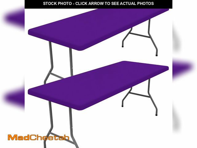 Lot 74-14211497 - Moosfor Spandex 6 Foot Rectangle Table Cloth 2 Pack, Elastic Fitted Tablecloths for Picnic, Stretch ...