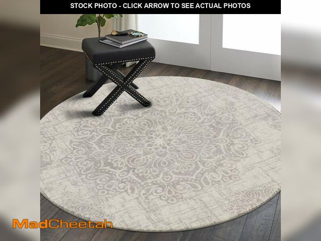 Lot 74-14269286 - Lahome Medallion Round Rug 4ft, Washable Round Area Rug for Entryway, Non Slip Circle Bathroom Rug U...