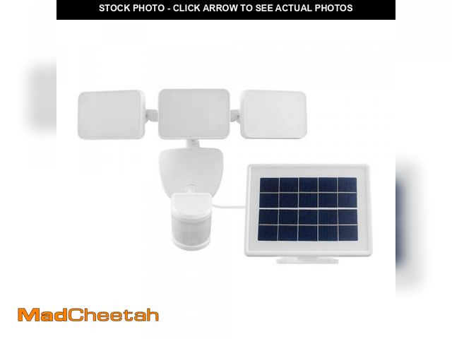 Lot 74-12496272 - Defiant 180ÃÂ° White Motion Sensing Security Light Solar Powered Outdoor 3-Head LED Flood Light 210...