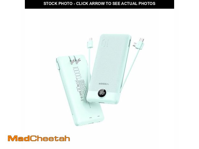 Lot 74-14273758 - VEGER Portable Charger with Built-in AC Plug and Cables, All in One 10000mAh Ultra Slim Power Bank E...