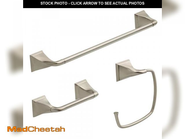 Lot 74-12085842 - (MISSING TOWEL RING) Delta Everly 3 -Piece Bath Hardware Set with Mounting Hardware in Brushed Nicke...