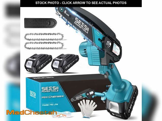 Lot 74-14339356 - Seesii Mini Chainsaw, 6-inch Mini Chainsaw Cordless, Handheld Electric Power Chain Saw with 2 Batter...