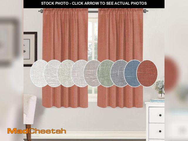 Lot 74-11550778 - H.VERSAILTEX Linen Curtains Elegant Natural Linen Semi Sheer Curtains Energy Light Filtering Rod Poc...