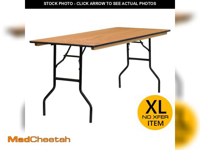 Lot 74-12899643 - Flash Furniture 6-Foot Rectangular Wood Folding Banquet Table With Clear Coated Finished Top - UNUSE...