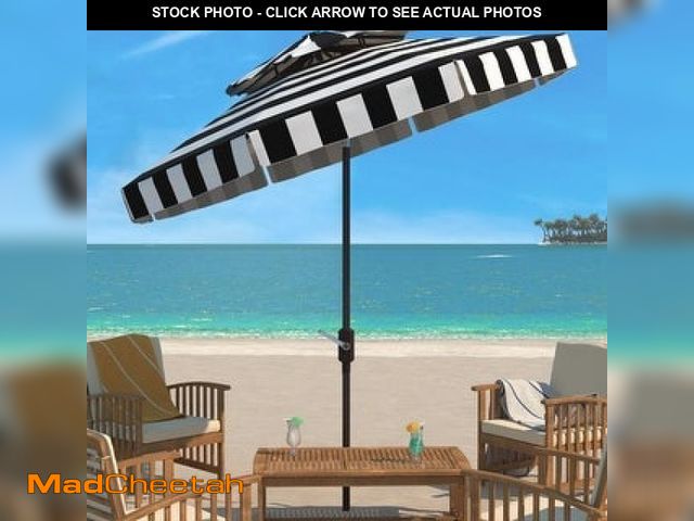Lot 74-12406711 - Elsa 9 Ft. Aluminum Market Tilt Patio Umbrella in Black/White - UNUSED