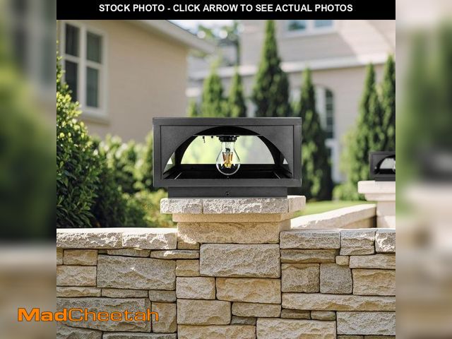 Lot 74-12403505 - Solar Post Cap Light - 11.8x11.8 Inch Stainless Steel Waterproof Outdoor Column Light with Remote Co...