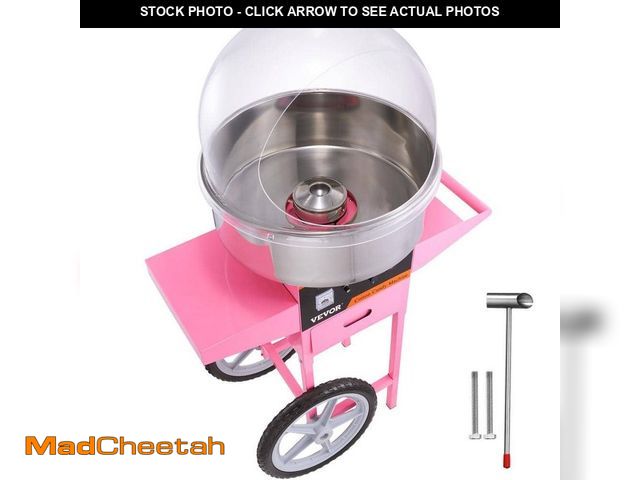 Lot 74-13039580 - (MISSING FLOSS MAKER)VEVOR Electric Cotton Candy Machine Cart with Bubble Cover Shield, 1000-Watt Co...