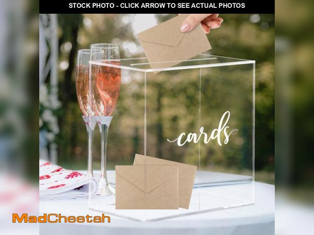 Lot 74-12307903 - Hooqict Clear Acrylic Wedding Card Box with Slot Large Blank Gift Card Boxes for Reception, Party, W...