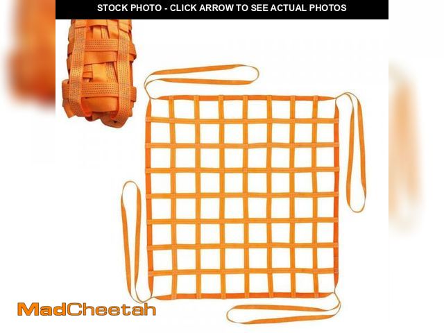 Lot 74-12492434 - OGETFUUR 5 ft. x 5 ft. Orange Polyester Safety Lifting Straps, Cargo Lifting Nets for Construction R...
