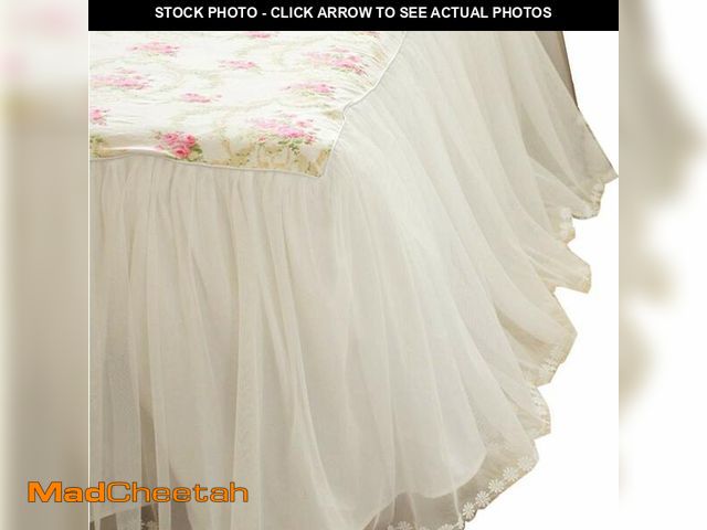 Lot 74-14210732 - LELVA Dust Ruffled Bed Skirts Full Size Wrap Around Lace Bed Ruffle with Platform 18 inch Deep Drop ...