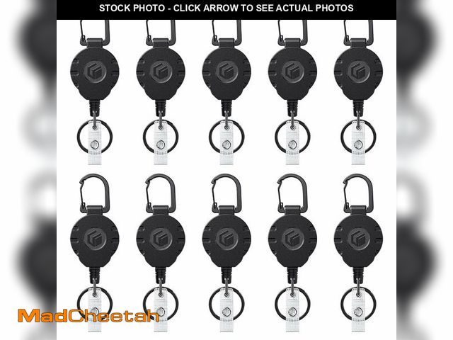 Lot 74-14482061 - Uniclife 10 Pack Retractable Keychain Heavy Duty Carabiner Badge Holder Tactical ID Badge Reel for u...