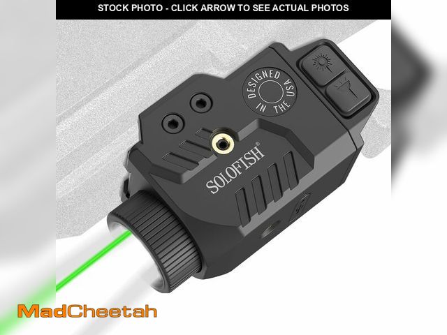 Lot 74-12977956 - Solofish 800lm Pistol Light Laser Combo with Adjustable Rail, Shockproof Green Laser Sight and Gun L...